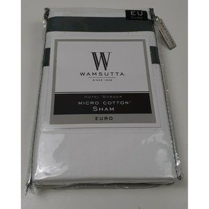 Wamsutta Hotel Border Micro Cotton Sham 26"x26" Euro in White/Forest Green